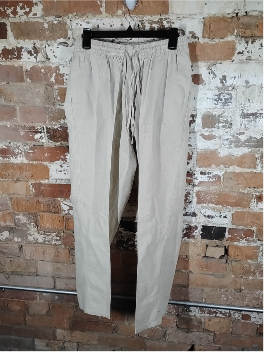 Woman Within 18W Women's Pants Jeans Ivory Denim Elastic & Drawstring Waist